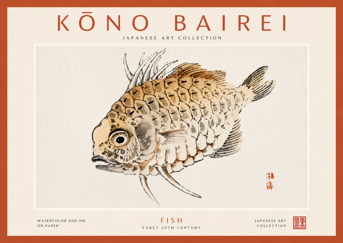 Kōno Bairei Fish III No6 - Affiche