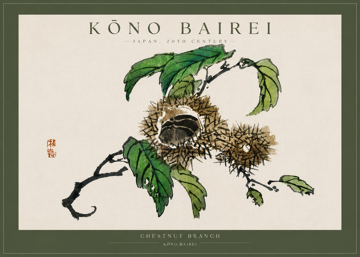 Kōno Bairei Chestnut Branch No4 - Affiche