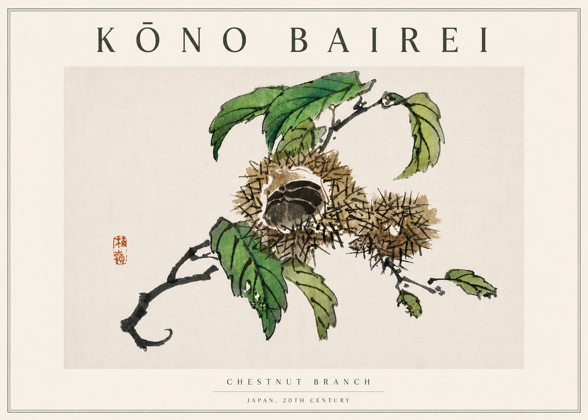 Kōno Bairei Chestnut Branch No5 - Affiche