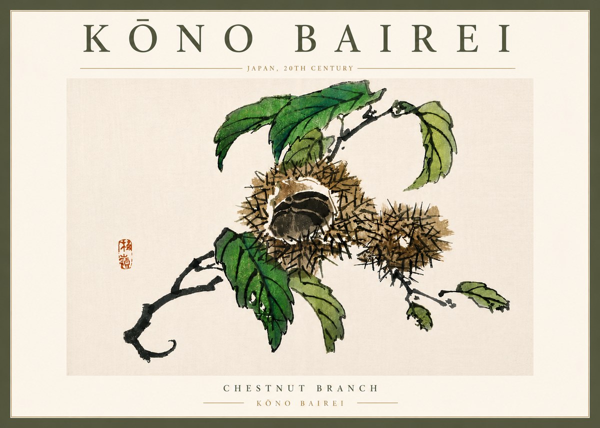 Kōno Bairei Chestnut Branch No6 - Affiche