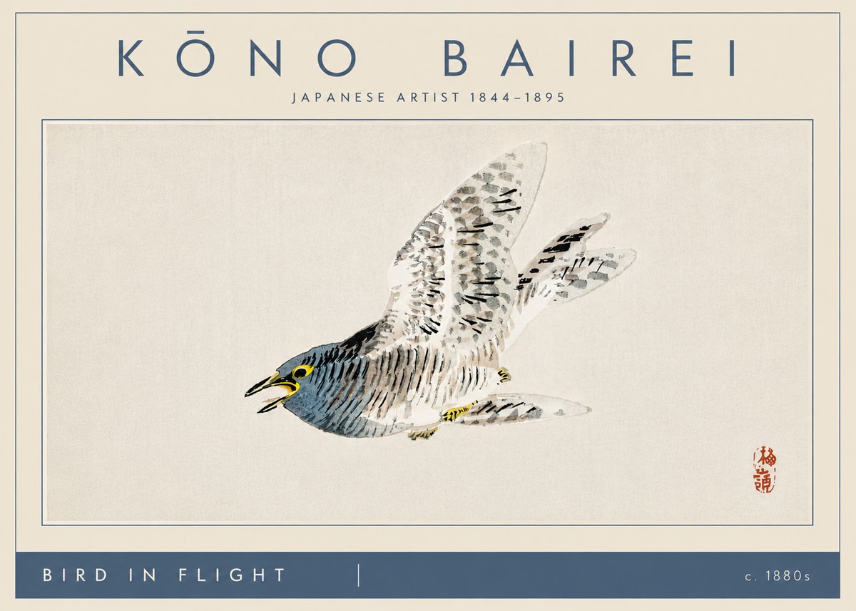 Kōno Bairei Bird in Flight No4 - Affiche