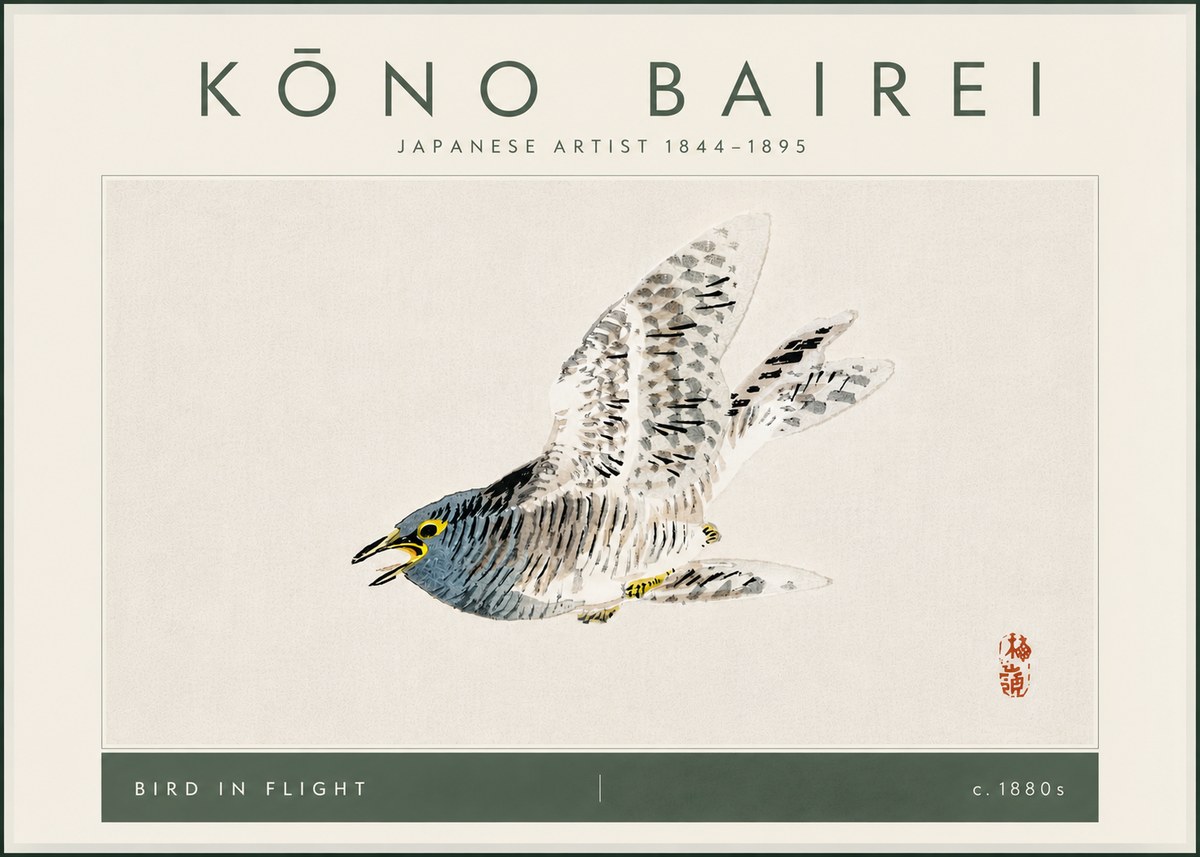 Kōno Bairei Bird in Flight No6 - Affiche