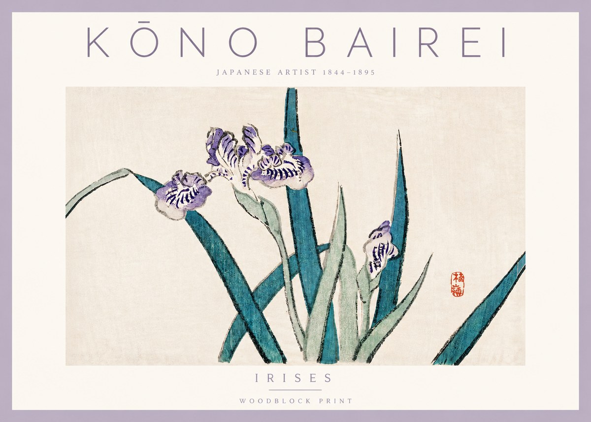 Kōno Bairei Irises No2 - Affiche