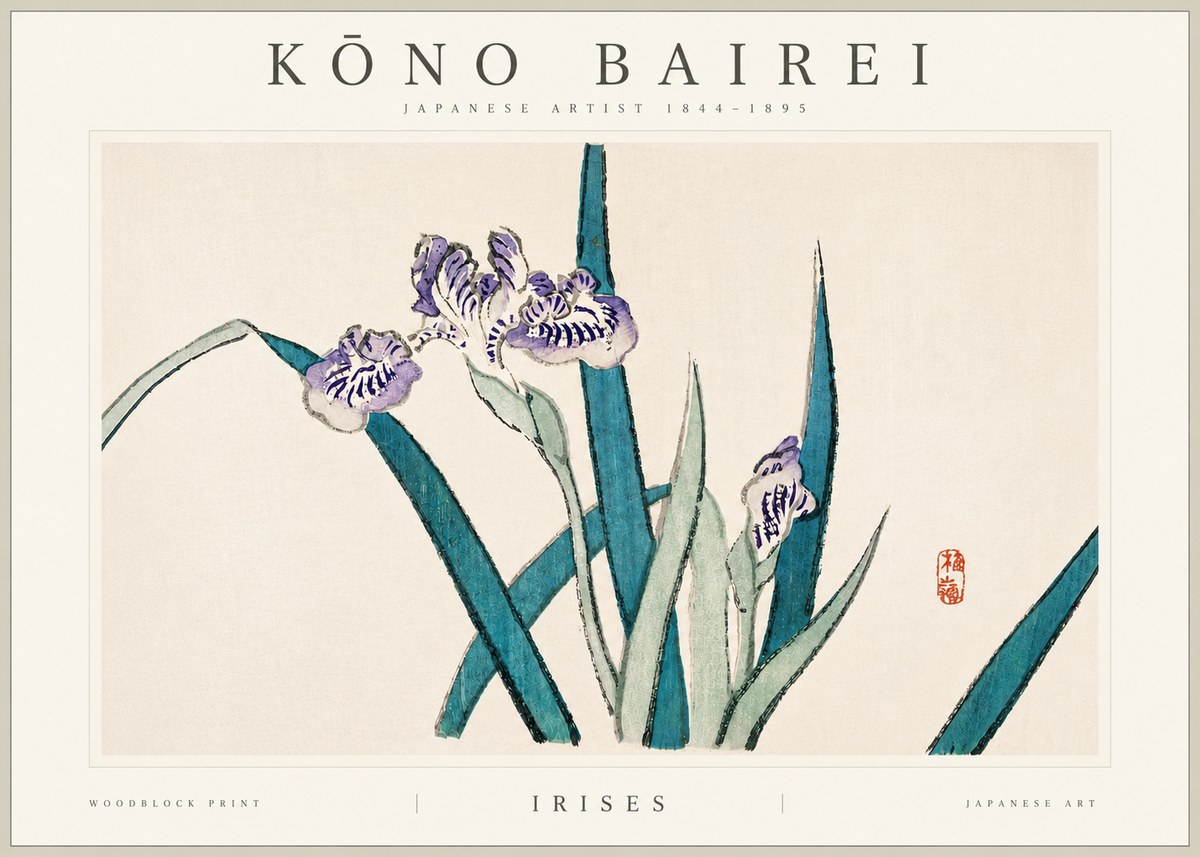 Kōno Bairei Irises No6 - Affiche