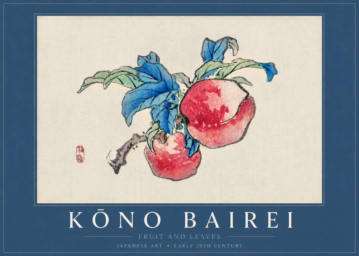 Kōno Bairei Fruit and Leaves No3 - Affiche