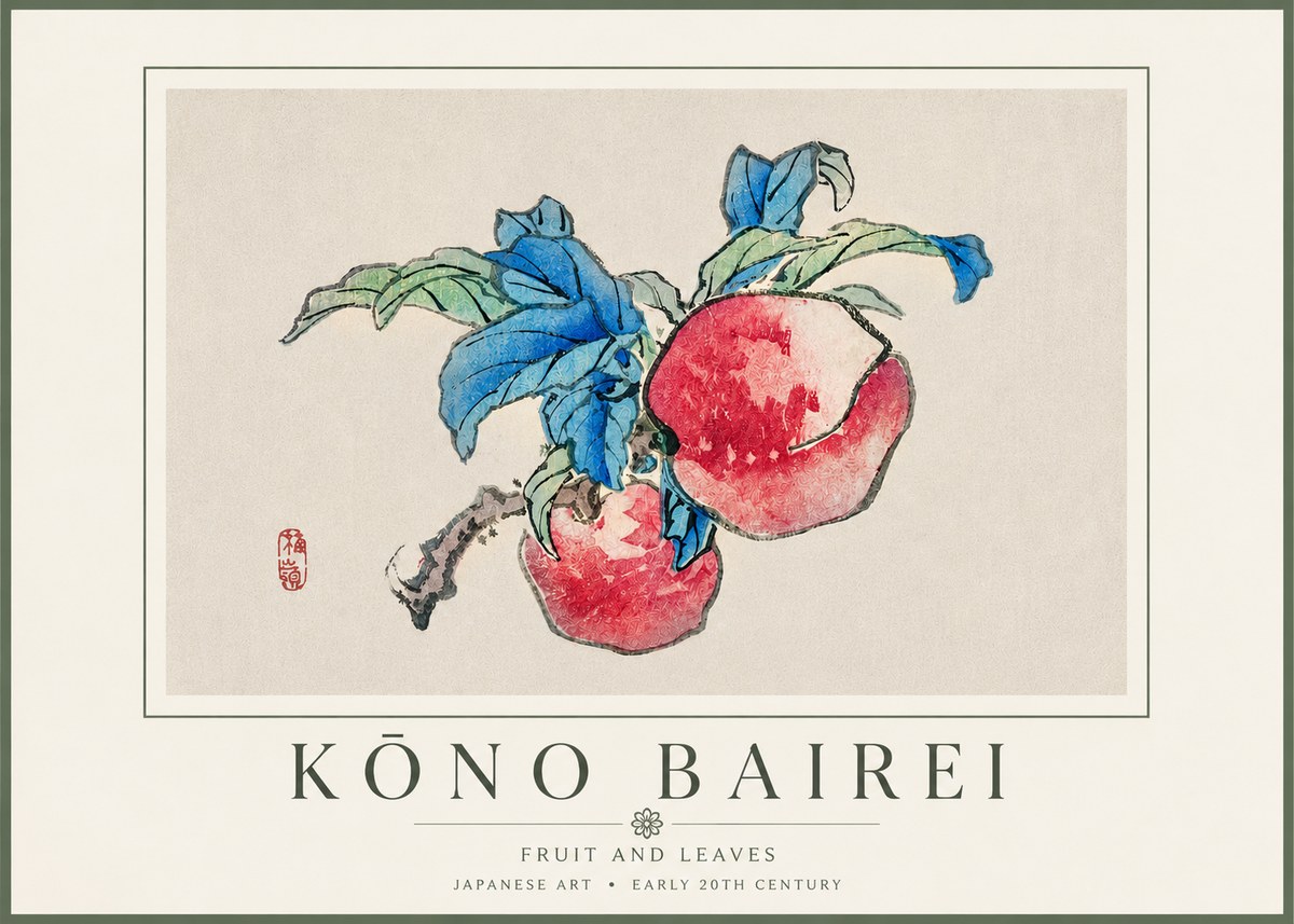 Kōno Bairei Fruit and Leaves No4 - Affiche