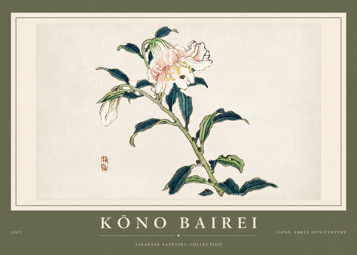 Kōno Bairei Lily No2 - Affiche