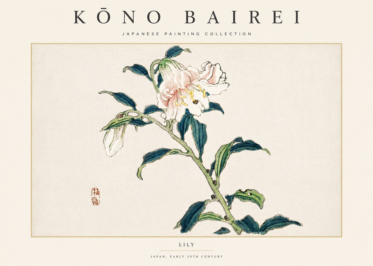 Kōno Bairei Lily No4 - Affiche