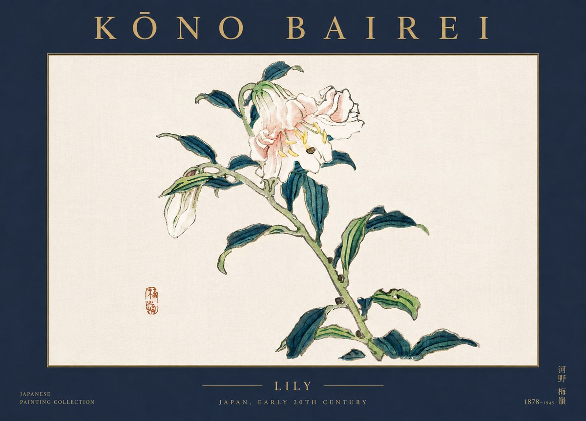 Kōno Bairei Lily No5 - Affiche