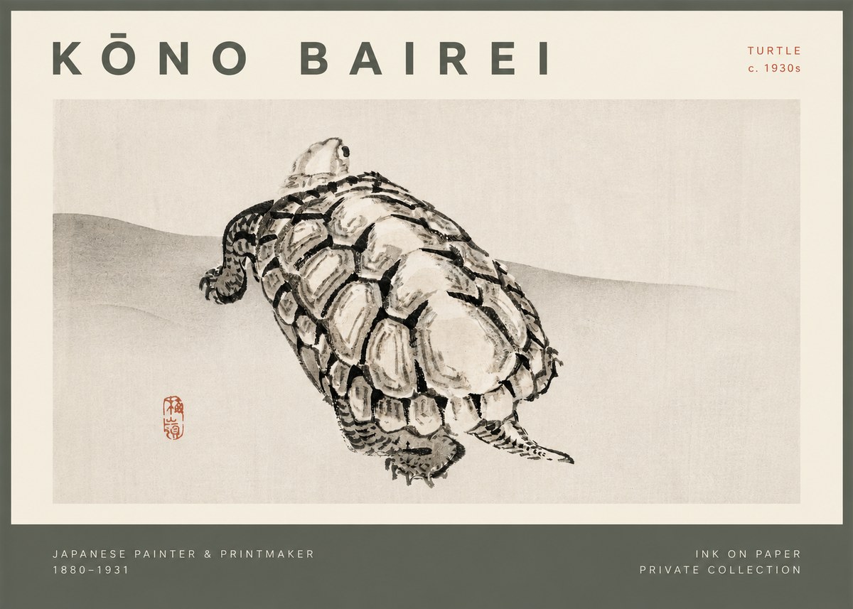 Kōno Bairei Turtle No2 - Affiche