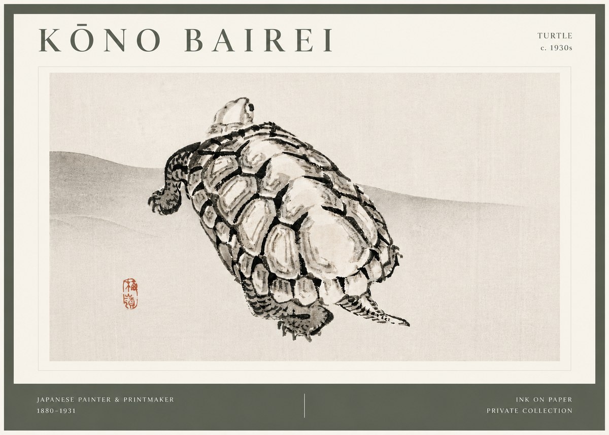 Kōno Bairei Turtle No4 - Affiche