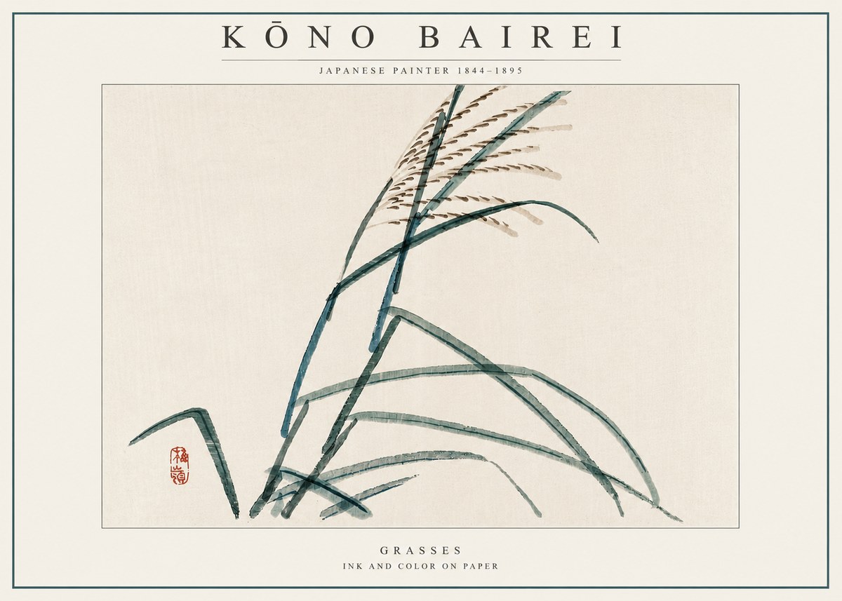 Kōno Bairei Grasses No3 - Affiche