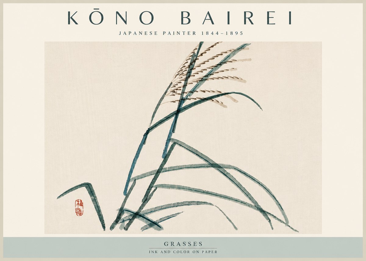 Kōno Bairei Grasses No4 - Affiche