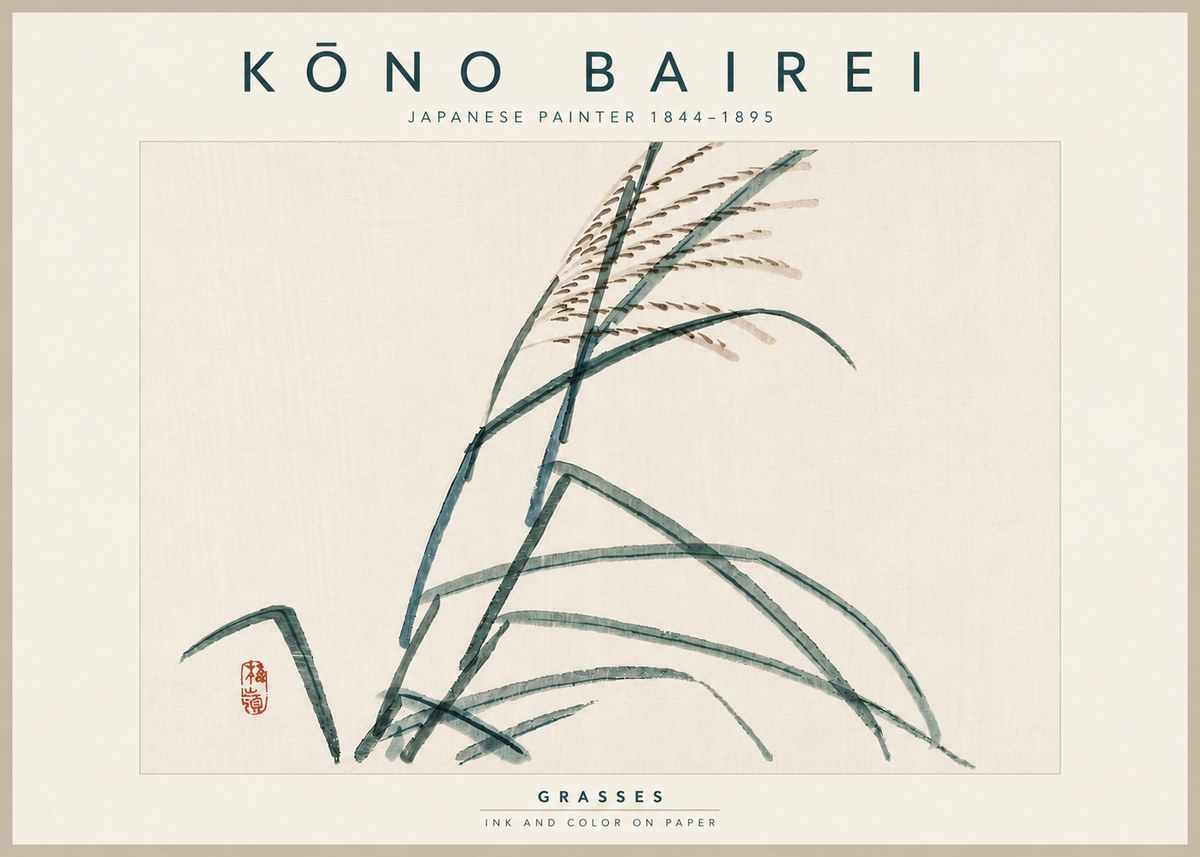 Kōno Bairei Grasses No5 - Affiche