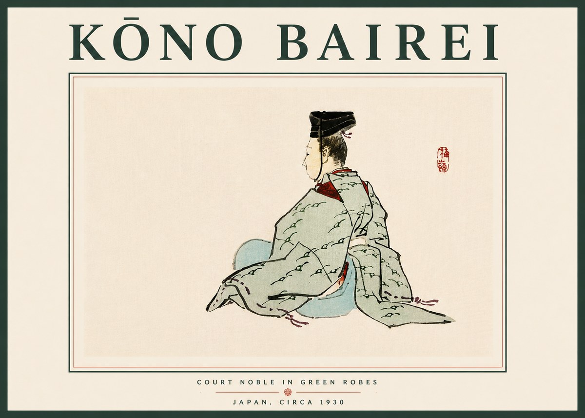 Kōno Bairei Court Noble in Green Robes No6 - Affiche