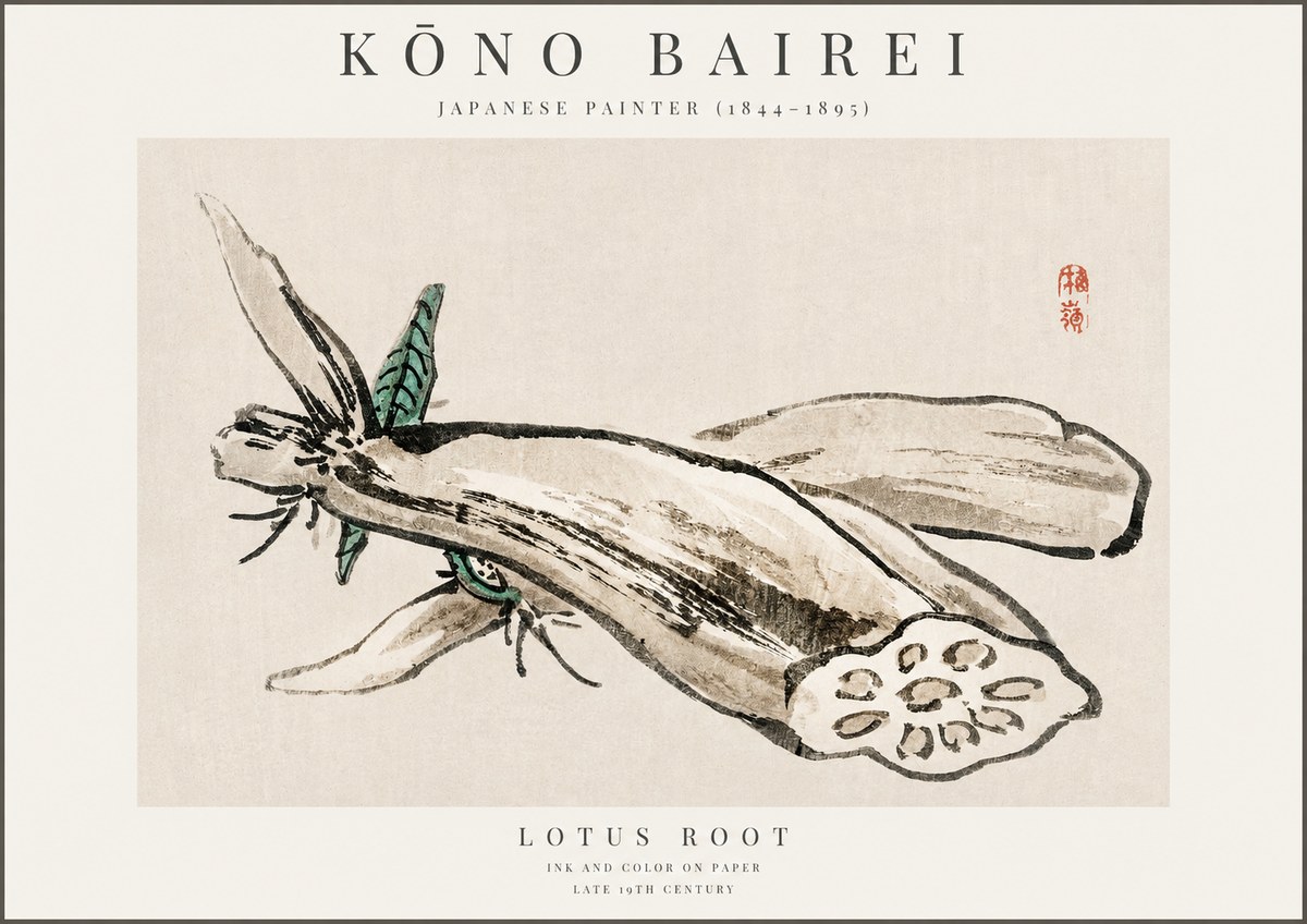 Kōno Bairei Lotus Root No1 - Affiche