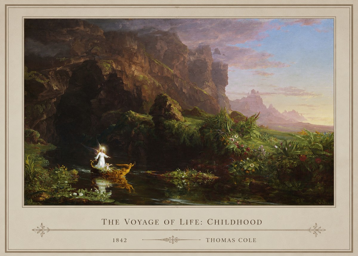 Thomas Cole The Voyage of Life: Childhood I No1 - Affiche