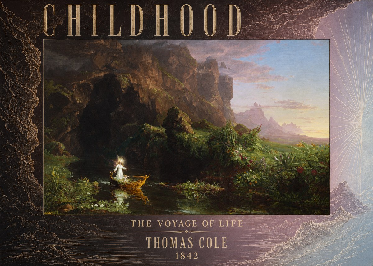 Thomas Cole The Voyage of Life: Childhood I No6 - Affiche
