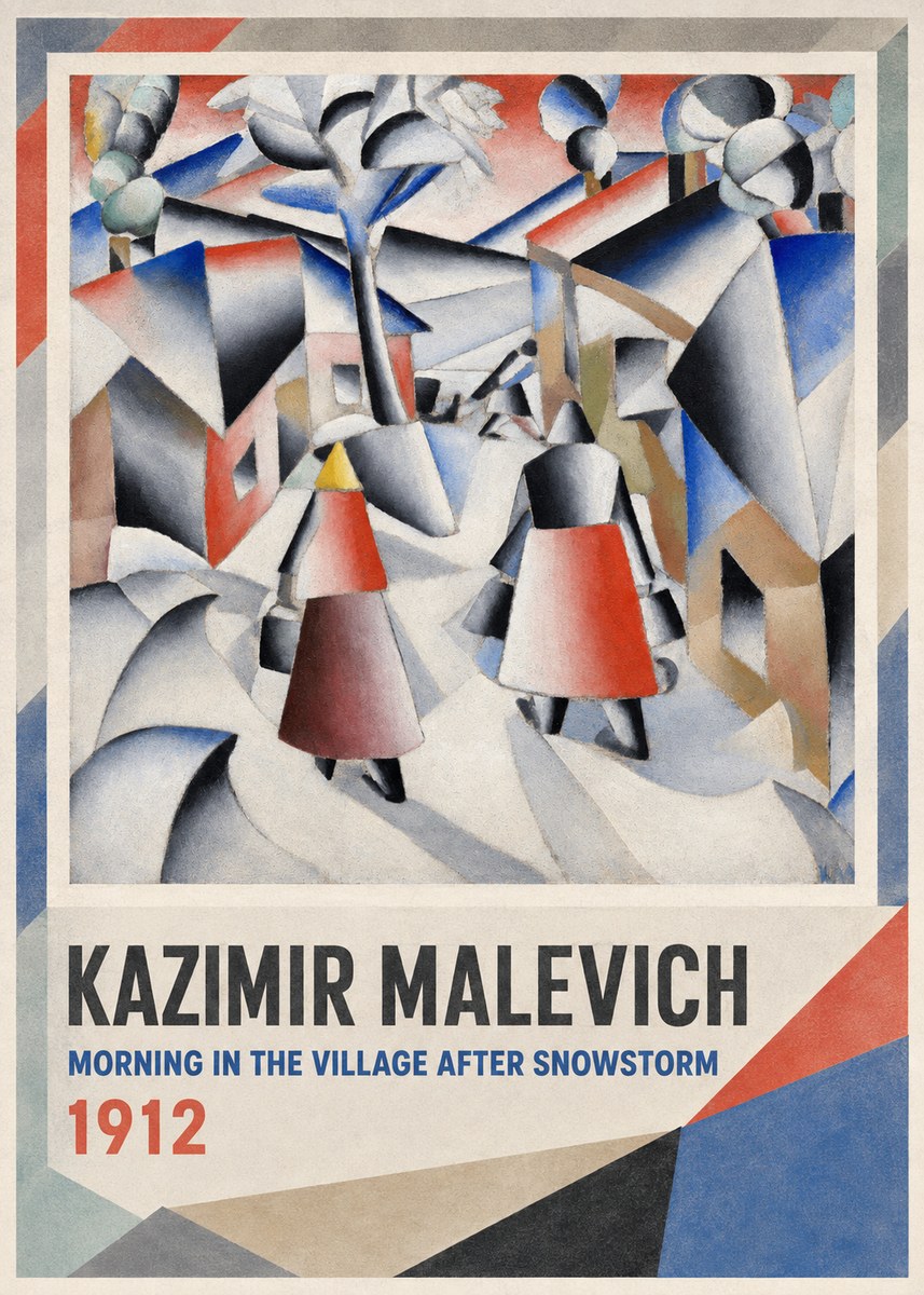 Kazimir Malevich Morning in the Village After Snowstorm No1 - Affiche
