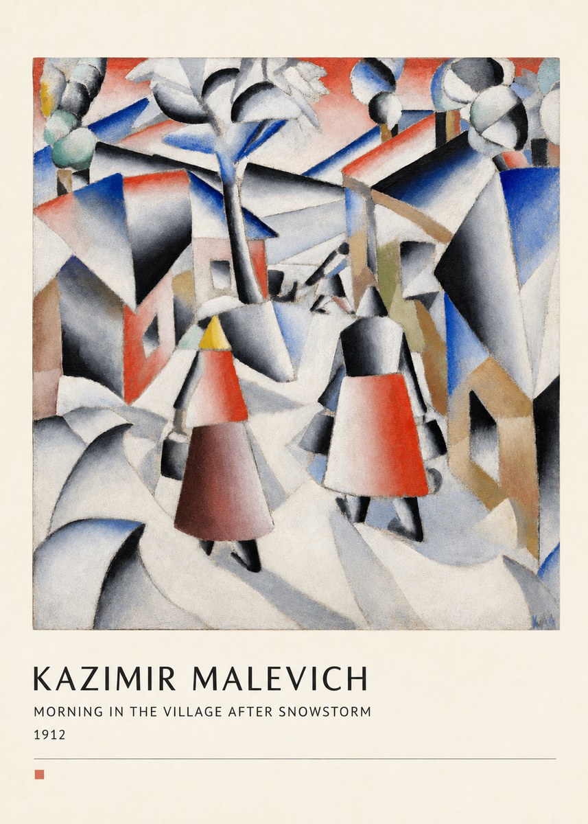 Kazimir Malevich Morning in the Village After Snowstorm No4 - Affiche