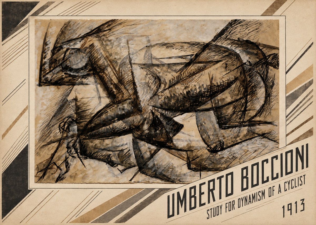 Umberto Boccioni Study for Dynamism of a Cyclist No1 - Affiche