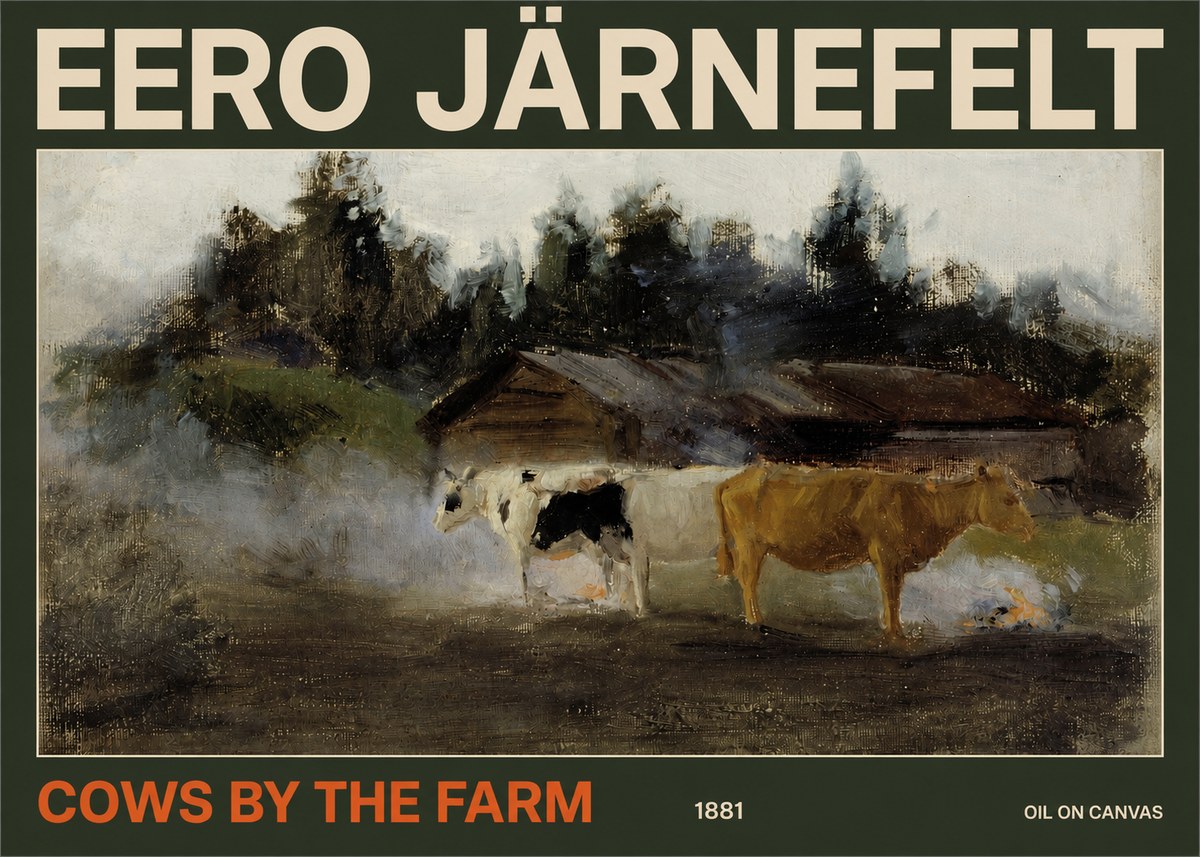 Eero Järnefelt Cows by the Farm · 1881 No2 - Affiche