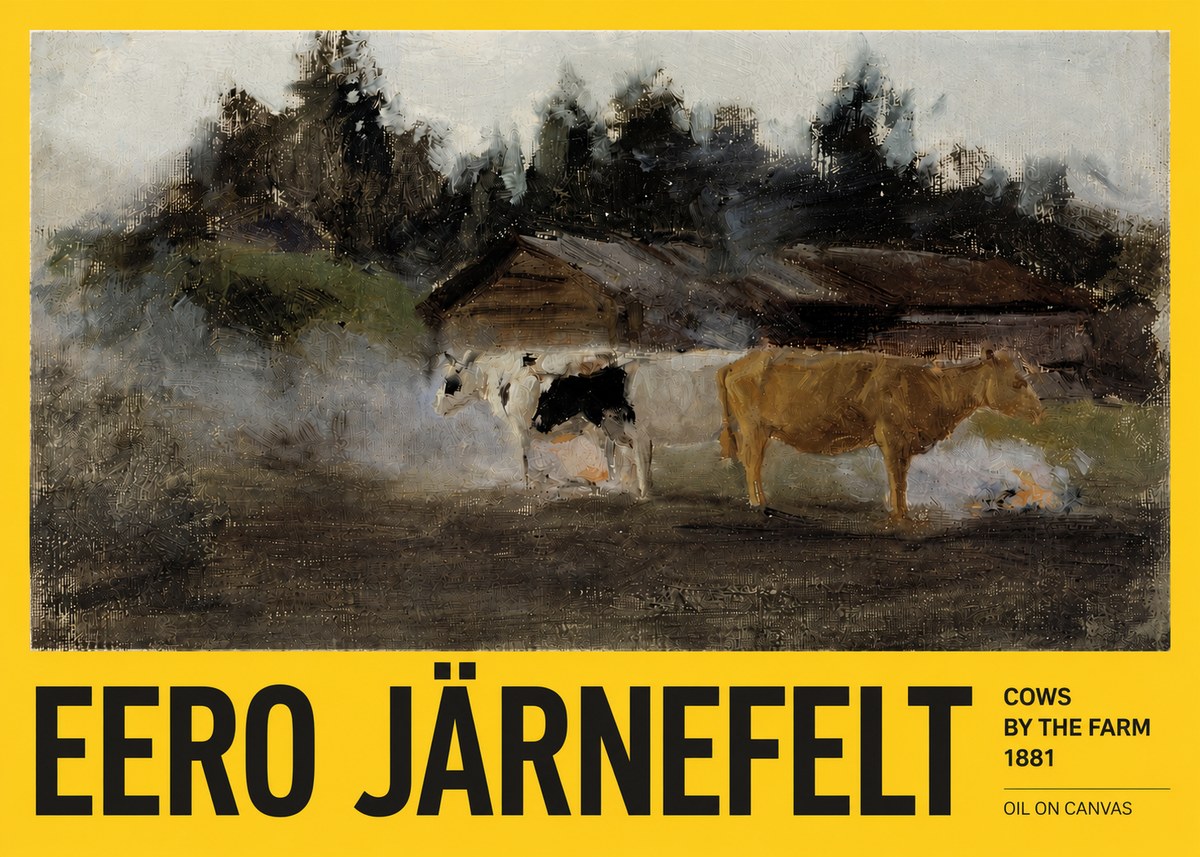 Eero Järnefelt Cows by the Farm · 1881 No4 - Affiche