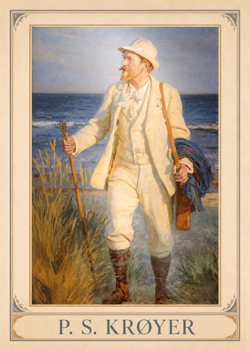 P.S. Krøyer Self-portrait by the Beach No1 - Affiche