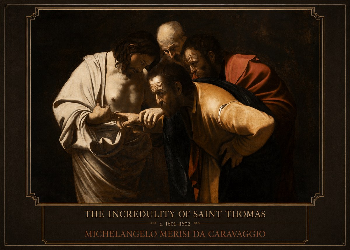 Michelangelo Merisi da Caravaggio The Incredulity of Saint Thomas III No1 - Affiche