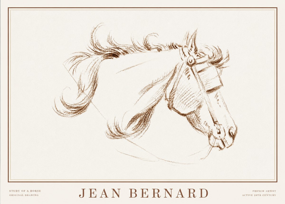 Jean Bernard Study of a Horse I No2 - Affiche