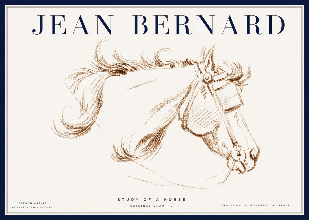 Jean Bernard Study of a Horse I No4 - Affiche