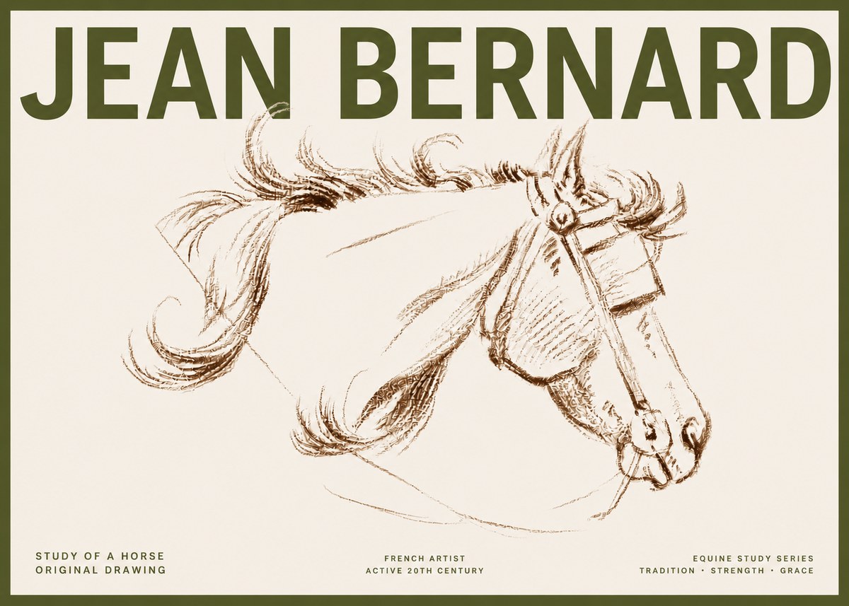 Jean Bernard Study of a Horse I No5 - Affiche