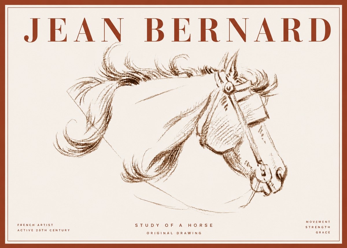 Jean Bernard Study of a Horse I No6 - Affiche