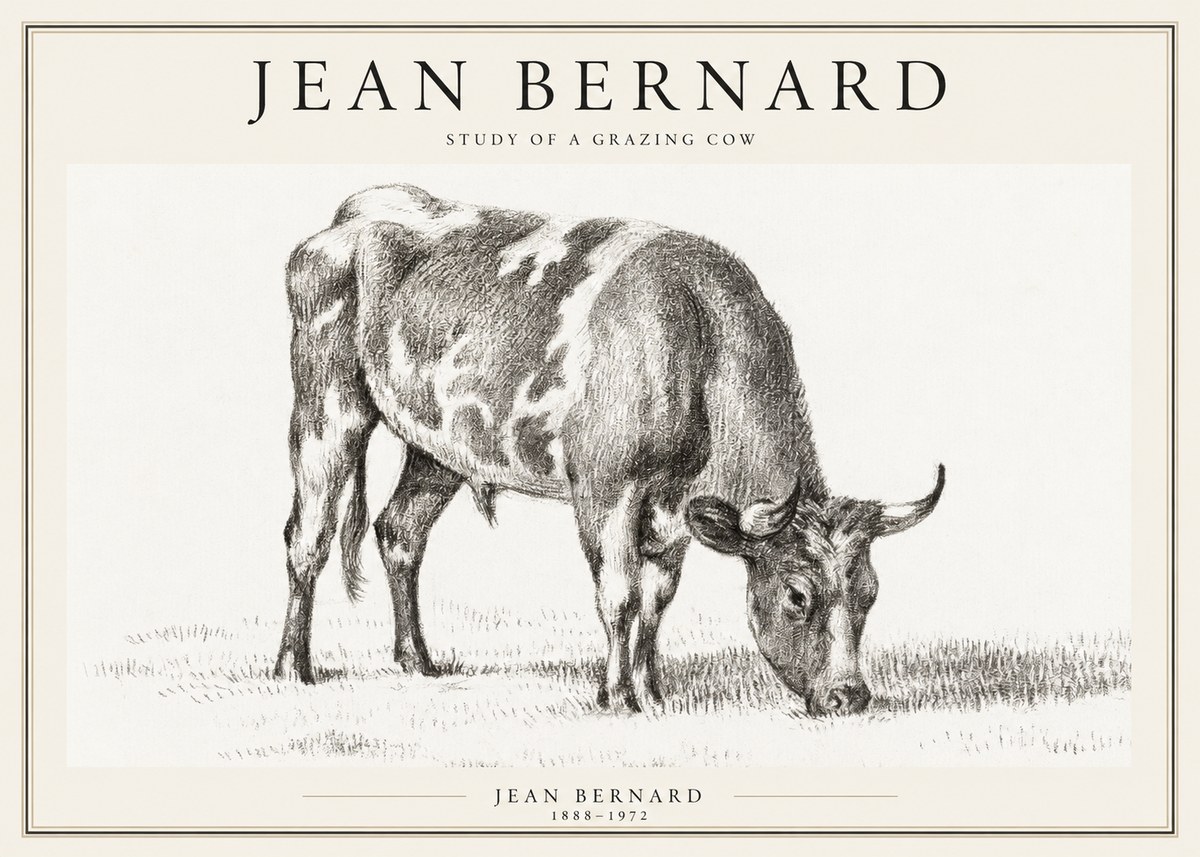 Jean Bernard Grazing Cow I No2 - Affiche