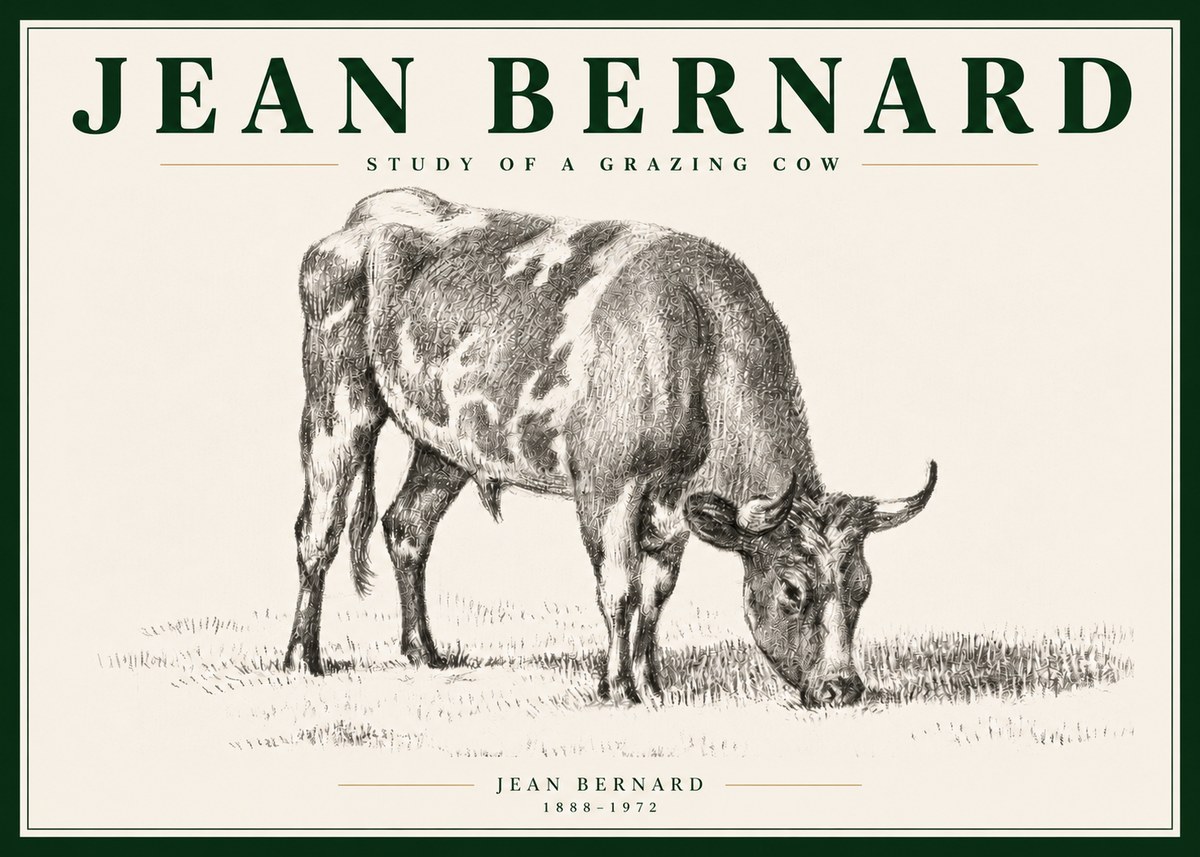 Jean Bernard Grazing Cow I No5 - Affiche