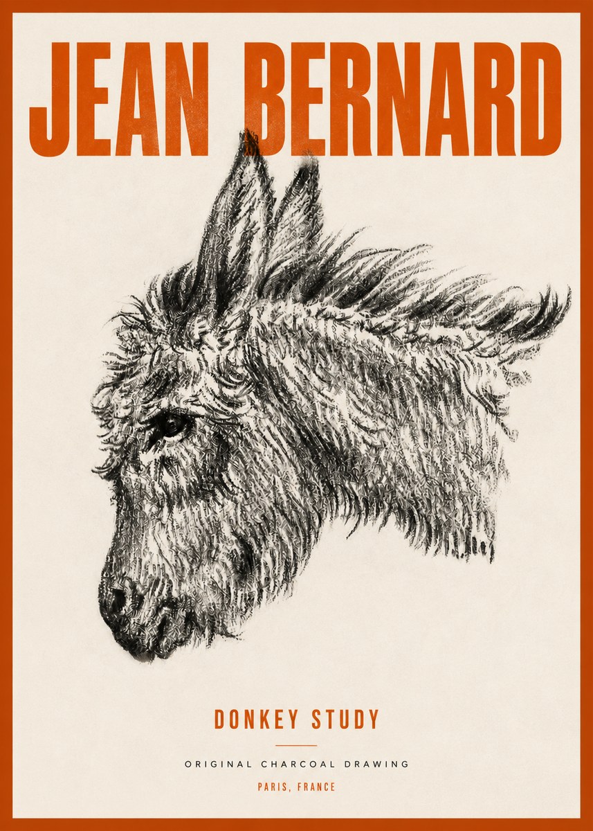 Jean Bernard Donkey Study I No4 - Affiche