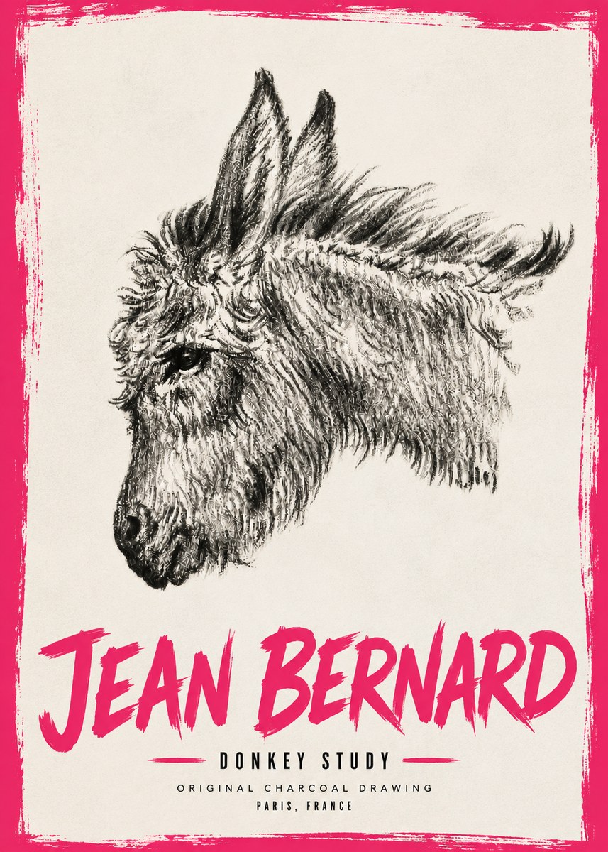 Jean Bernard Donkey Study I No6 - Affiche