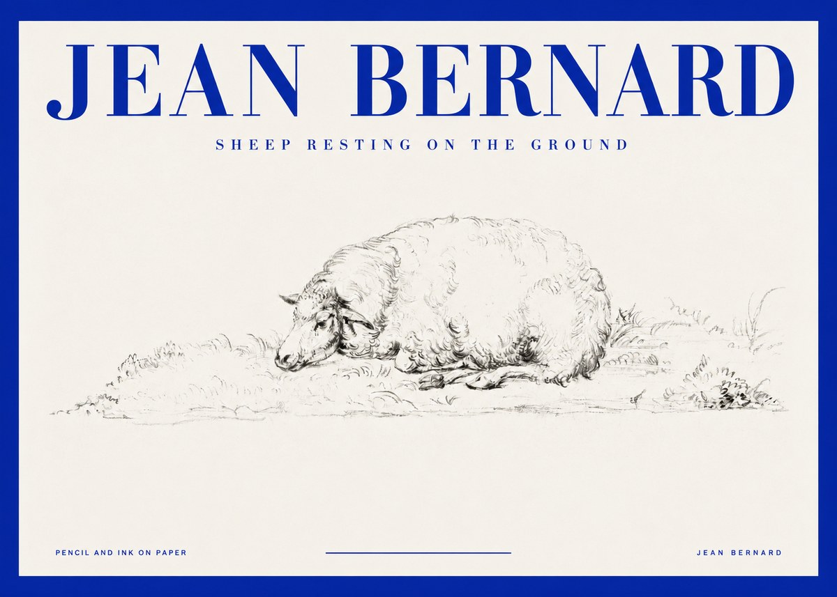 Jean Bernard Sheep Resting on the Ground No2 - Affiche