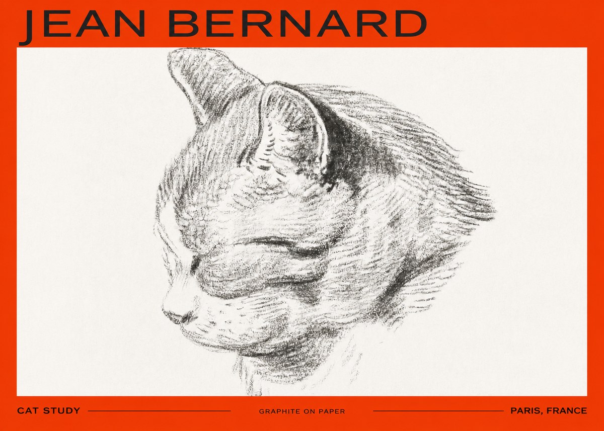 Jean Bernard Cat Study I No2 - Affiche