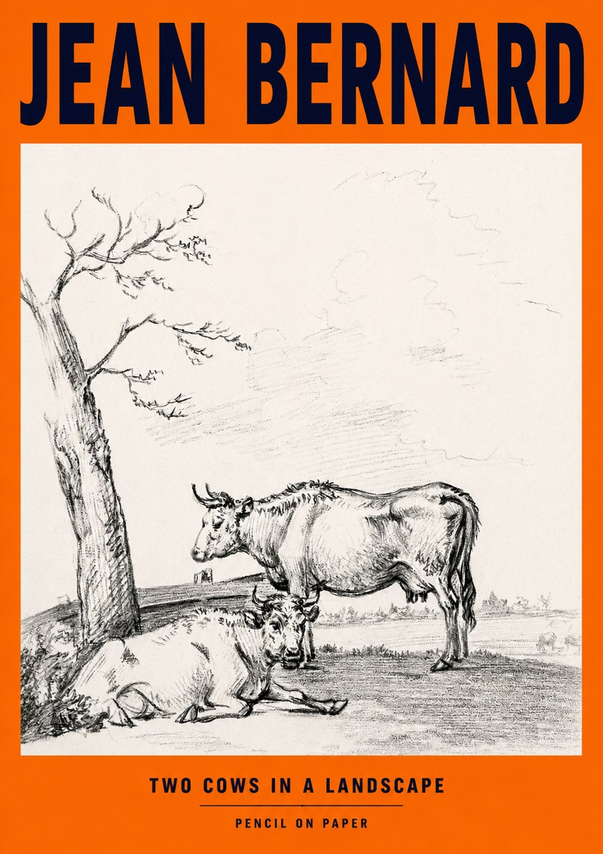 Jean Bernard Two Cows in a Landscape No2 - Affiche