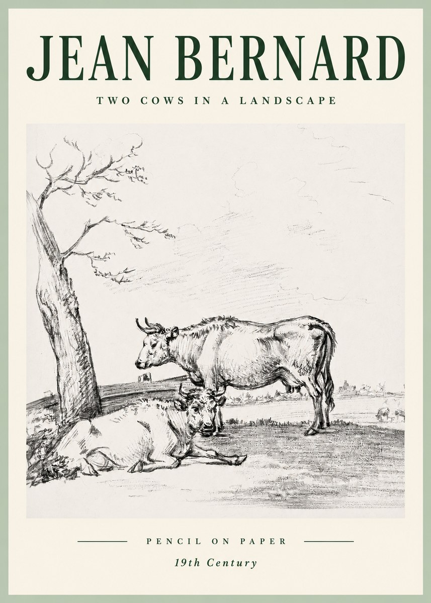 Jean Bernard Two Cows in a Landscape No5 - Affiche