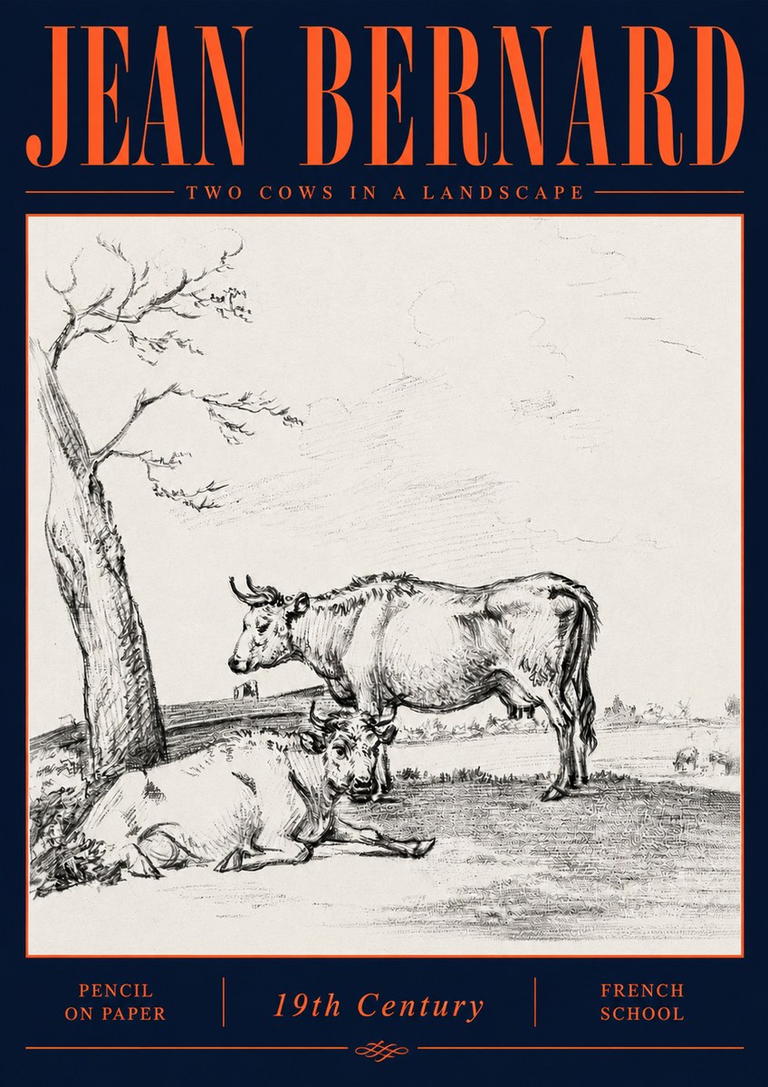 Jean Bernard Two Cows in a Landscape No6 - Affiche