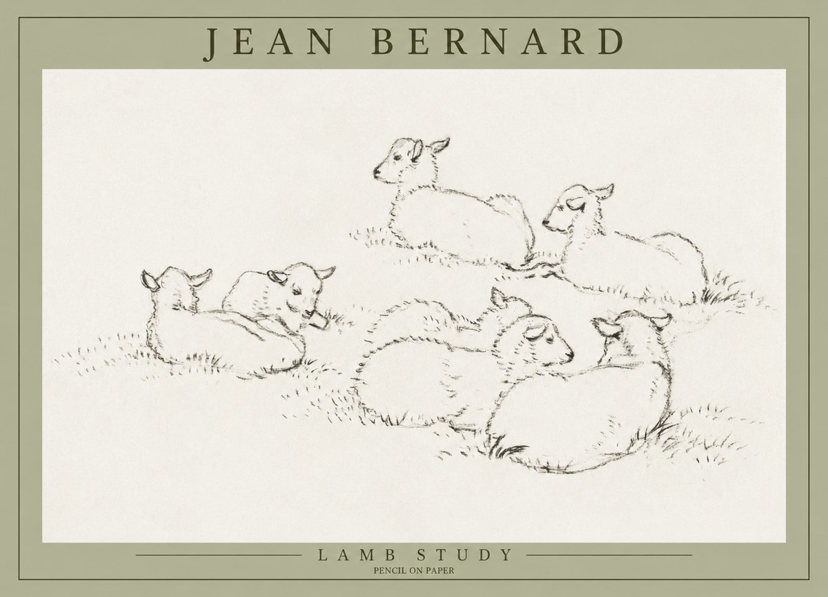 Jean Bernard Study of Lambs No3 - Affiche