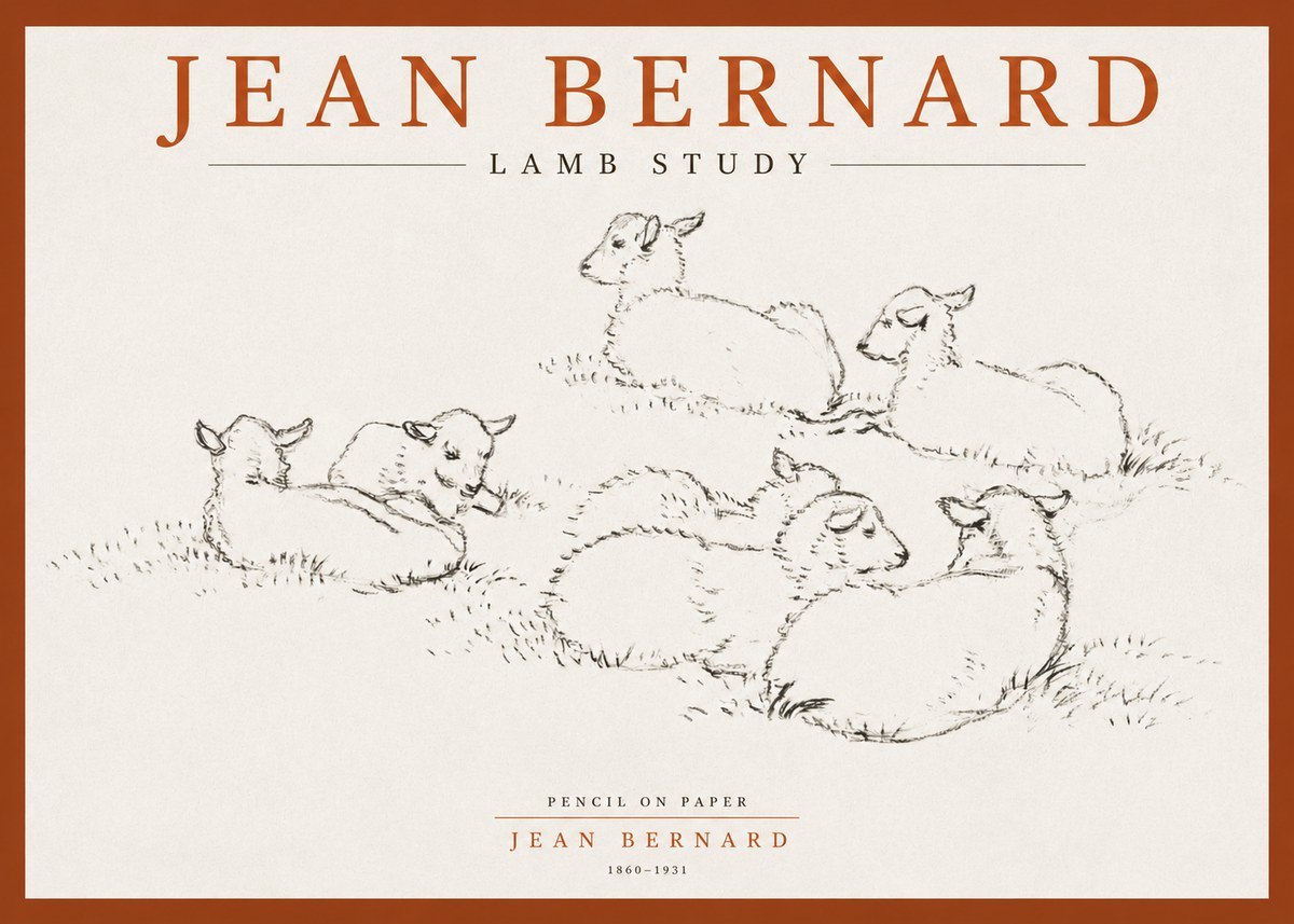 Jean Bernard Study of Lambs No4 - Affiche