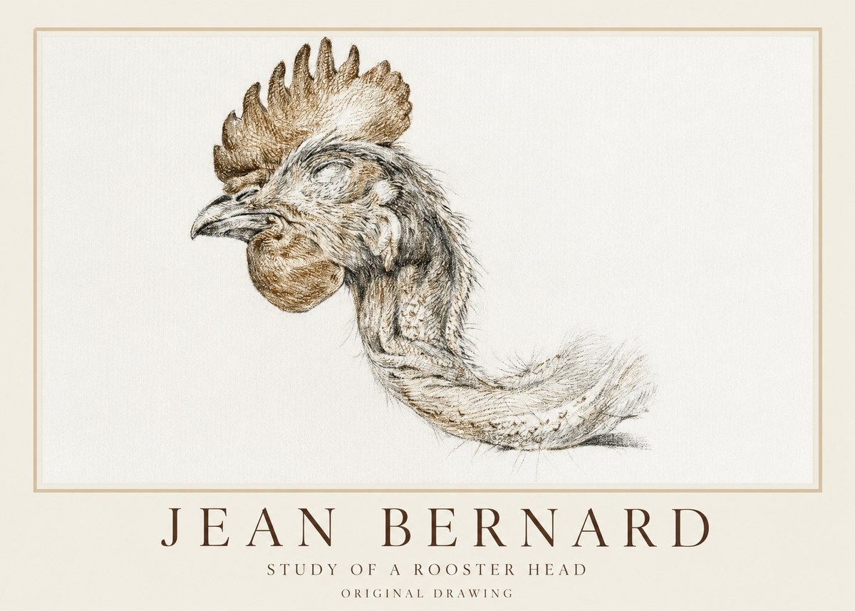 Jean Bernard Study of a Rooster Head No1 - Affiche