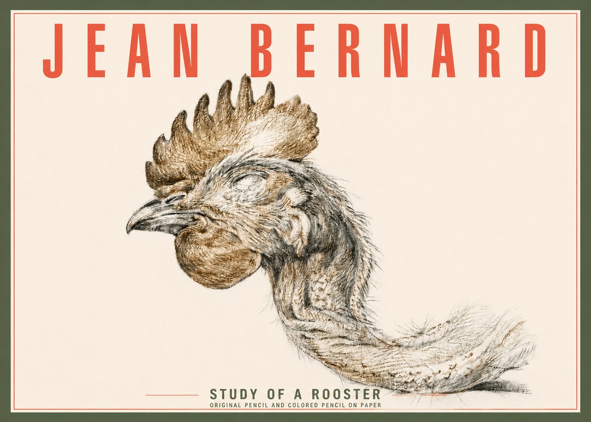 Jean Bernard Study of a Rooster Head No4 - Affiche