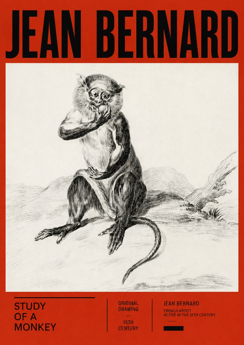 Jean Bernard Study of a Monkey No2 - Affiche