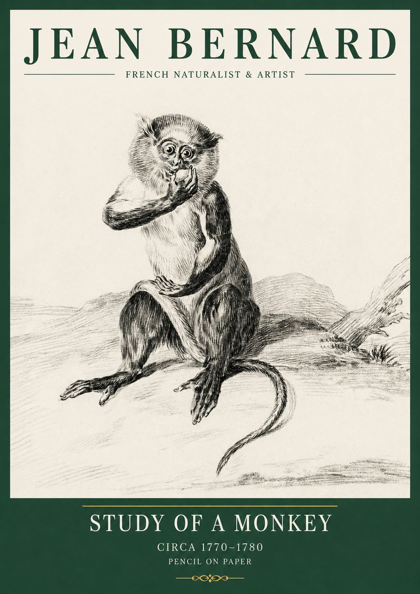 Jean Bernard Study of a Monkey No5 - Affiche