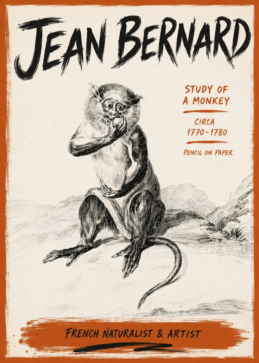 Jean Bernard Study of a Monkey No6 - Affiche
