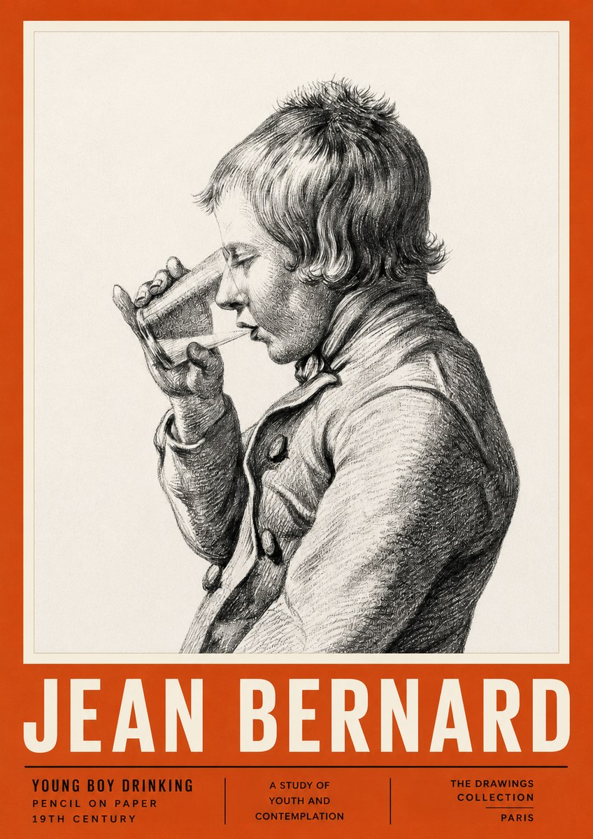 Jean Bernard Young Boy Drinking No2 - Affiche